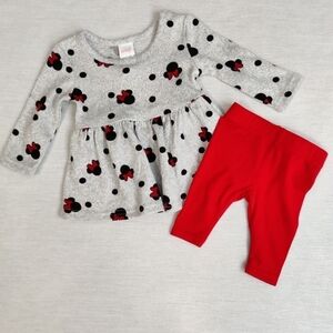 Disney baby mini mouse thin knit dress and leggings set 0-3 months
